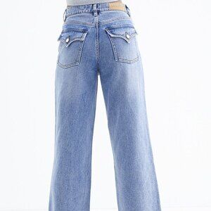 PacSun Nora Medium Indigo Cropped Wide Leg Jeans sz 29 NEW WITH TAGS NWT